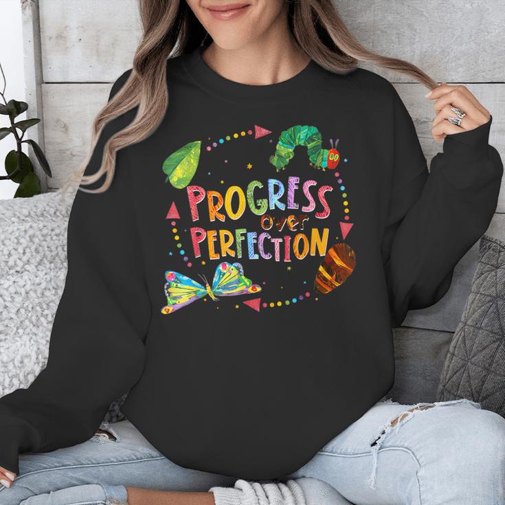 Progress Over Perfection Caterpillar Teacher Back To School Unisex Sweatshirt, funny design Progress Over Perfection Caterpillar Teacher Back To School Unisex Sweatshirt, funny design
