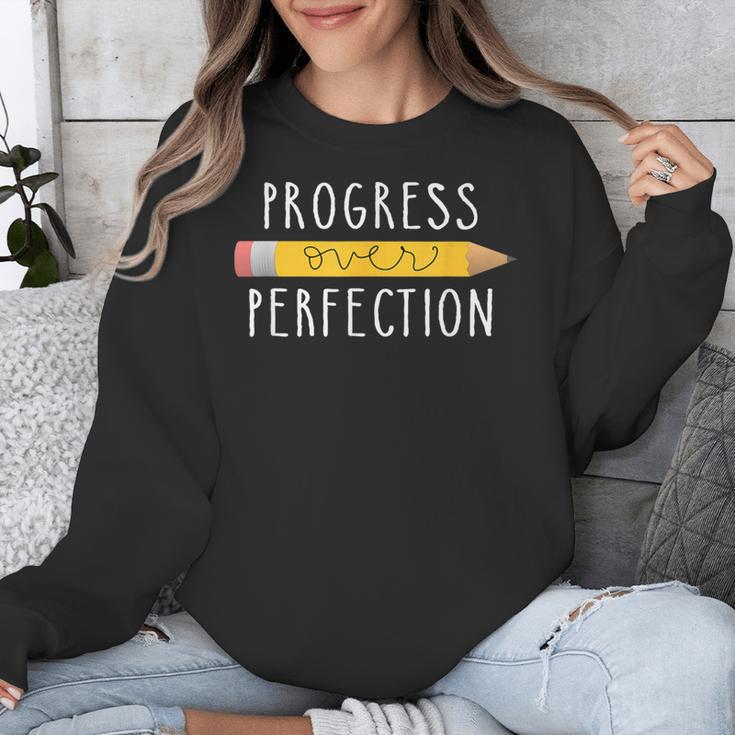 Progress Over Perfection Motivational Teacher Tee Unisex Sweatshirt, funny design