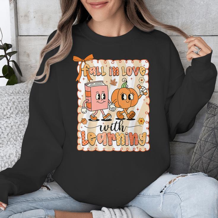 Pumpkin Teacher Preppy Fall In Love With Learning Autumn Unisex Sweatshirt, funny design Pumpkin Teacher Preppy Fall In Love With Learning Autumn Unisex Sweatshirt, funny design