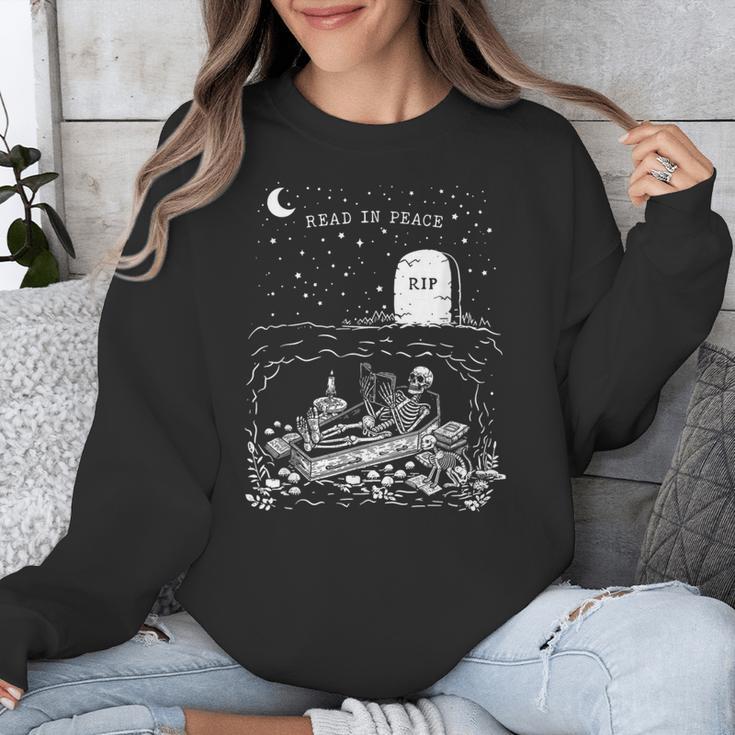 Read In Peace Skeleton Halloween Book Reading Spooky Teacher Unisex Sweatshirt, funny design Read In Peace Skeleton Halloween Book Reading Spooky Teacher Unisex Sweatshirt, funny design