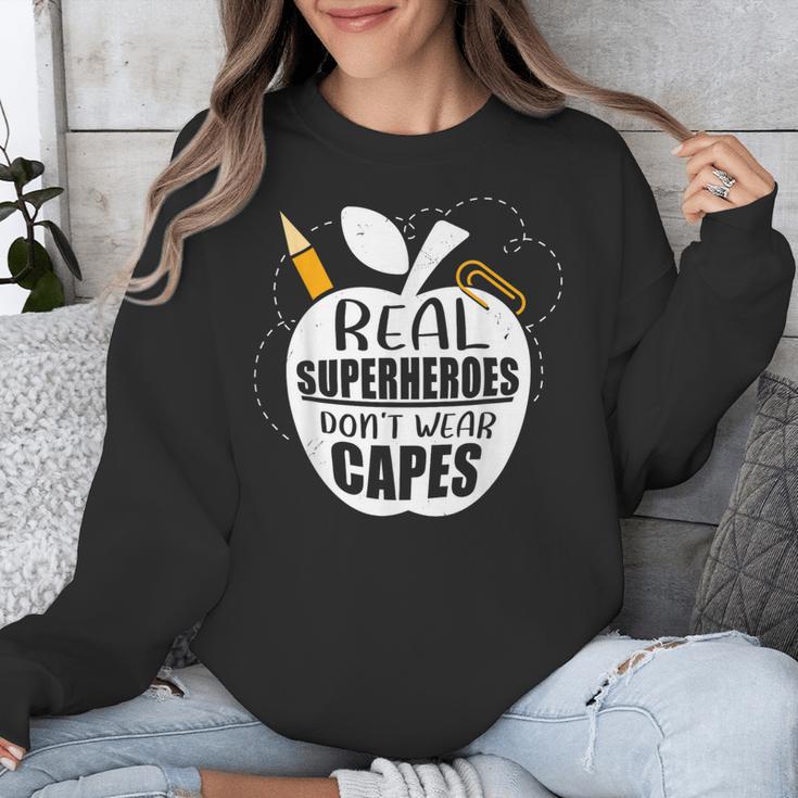 Real Superheroes Wear No Capes Teacher Design Teach Unisex Sweatshirt, funny design Real Superheroes Wear No Capes Teacher Design Teach Unisex Sweatshirt, funny design
