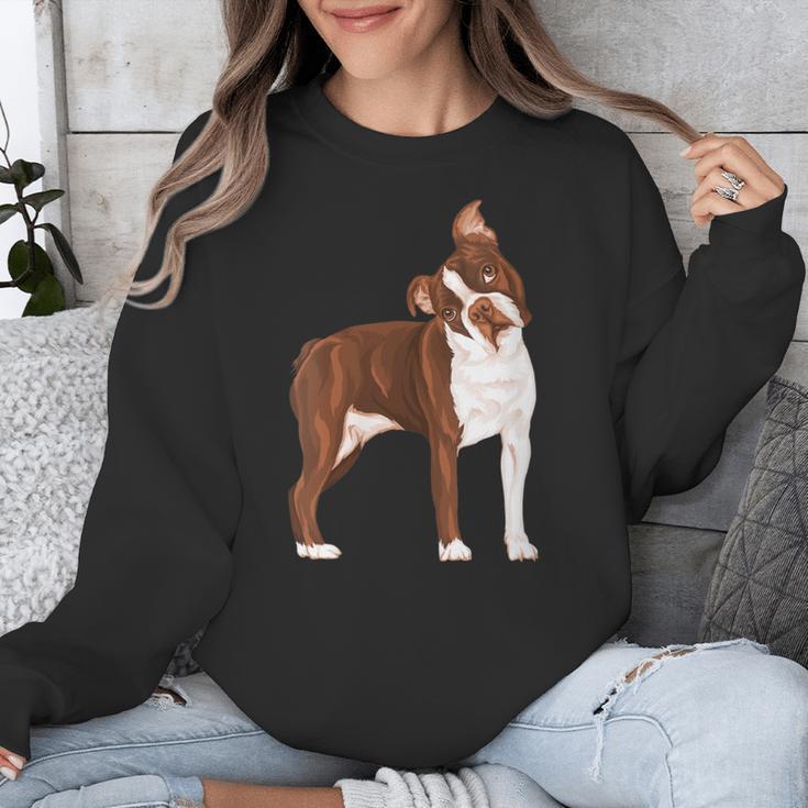 Red Boston Terrier Dog Unisex Sweatshirt, funny design