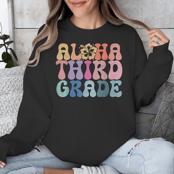 Retro Aloha Third Grade Teacher Summer Vacation Beach Hawaii Unisex Sweatshirt, funny design Retro Aloha Third Grade Teacher Summer Vacation Beach Hawaii Unisex Sweatshirt, funny design