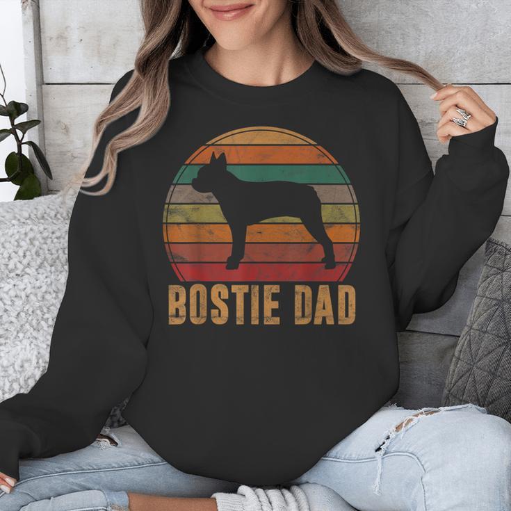 Retro Boston Terrier Dad Dog Owner Pet Bostie Father Unisex Sweatshirt, Boston Terrier Dad Gifts, funny design
