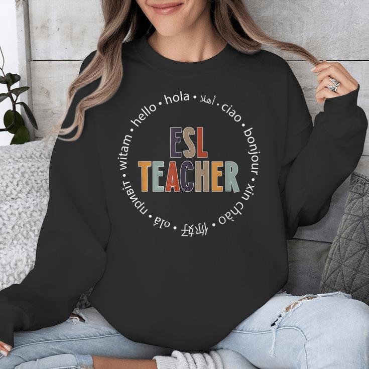 Retro ESL Teacher Teach Multilingual Learners Team Unisex Sweatshirt, Esl Teacher Gifts, funny design Retro ESL Teacher Teach Multilingual Learners Team Unisex Sweatshirt, Esl Teacher Gifts, funny design