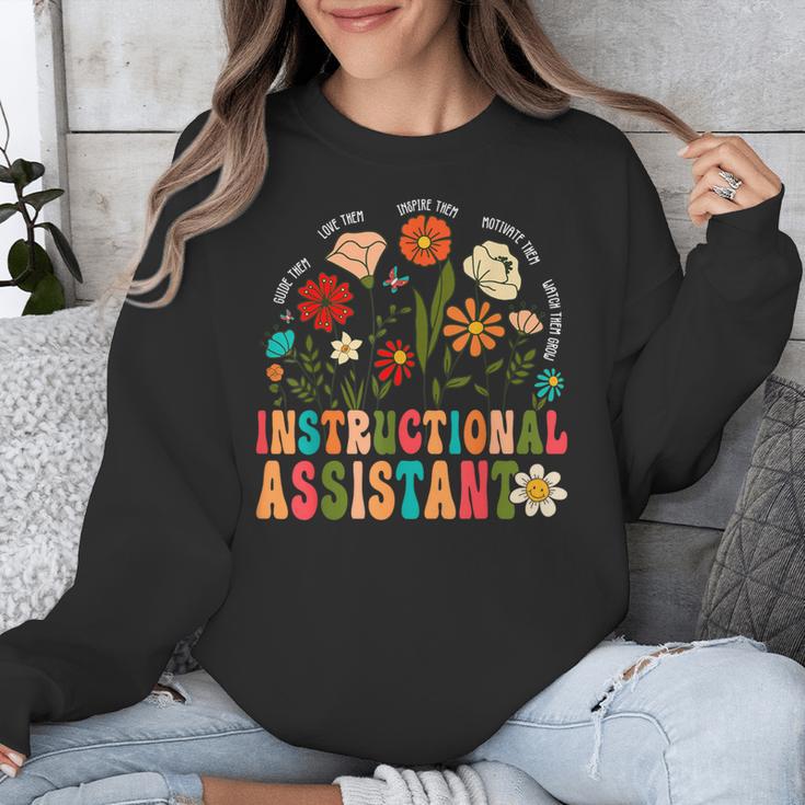 Retro Instructional Assistant Wildflowers Teacher Aide Unisex Sweatshirt, funny design Retro Instructional Assistant Wildflowers Teacher Aide Unisex Sweatshirt, funny design
