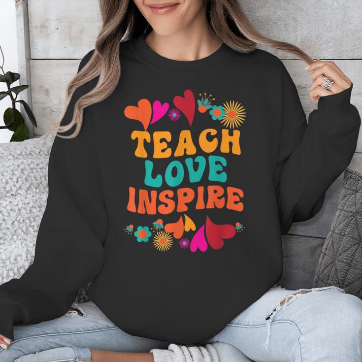 Retro Teach Love Inspire Back To School Teachers Unisex Sweatshirt, funny design Retro Teach Love Inspire Back To School Teachers Unisex Sweatshirt, funny design