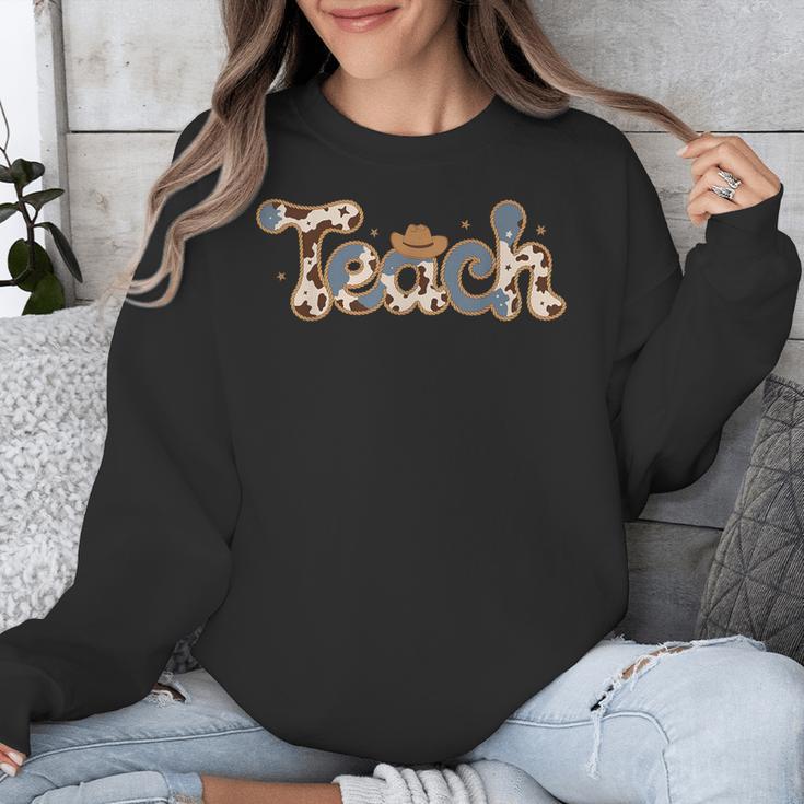Retro Teacher Western Country Cowboy Cowgirl Back To School Unisex Sweatshirt, funny design