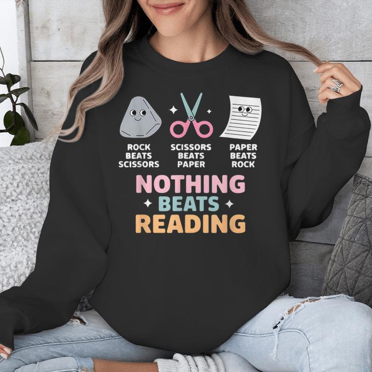 Rock Paper Scissors Teacher Librarian Nothing Beats Reading Unisex Sweatshirt, funny design Rock Paper Scissors Teacher Librarian Nothing Beats Reading Unisex Sweatshirt, funny design