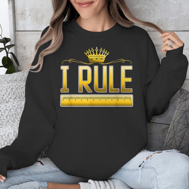 I Rule Math Ruler Mathematics Pun Math Teacher Men Women Girls Kids Unisex Sweatshirt, funny design