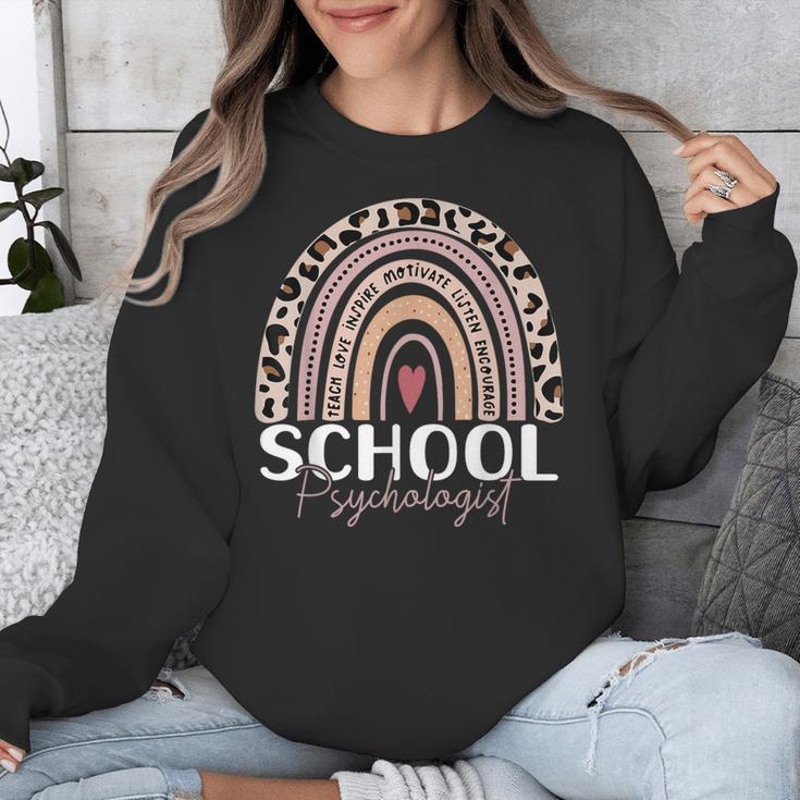 School Psych Teacher School Psychologist Leopard Rainbow Unisex Sweatshirt, funny design School Psych Teacher School Psychologist Leopard Rainbow Unisex Sweatshirt, funny design