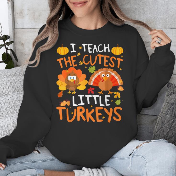 School Thankful I Teach The Cutest Little Turkeys Thanksgiving Teacher Unisex Sweatshirt, funny design
