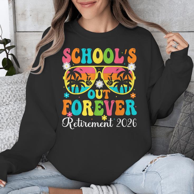 School's Out Forever Retirement 2026 Retro Retired Teacher Unisex Sweatshirt, funny design
