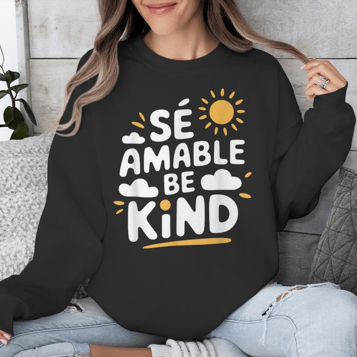 SÉ AMABLE Be Kind Bilingual Teacher Maestra Spanish Teacher Unisex Sweatshirt, funny design SÉ AMABLE Be Kind Bilingual Teacher Maestra Spanish Teacher Unisex Sweatshirt, funny design
