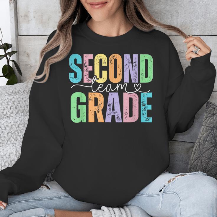 Second Grade Team Heart Teacher Student Back To School Girls Unisex Sweatshirt, funny design Second Grade Team Heart Teacher Student Back To School Girls Unisex Sweatshirt, funny design