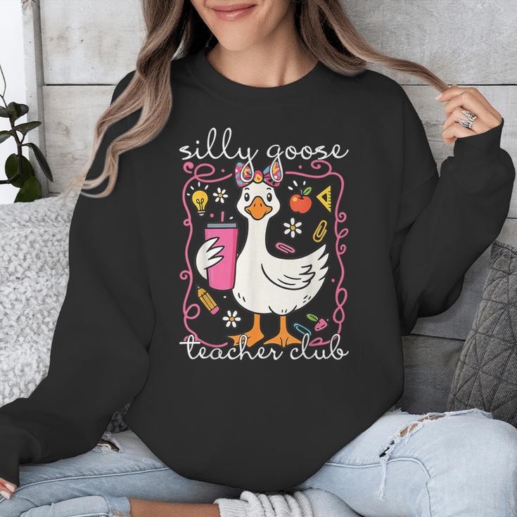 Silly Goose Teacher Club Animal Lover Groovy Teacher Unisex Sweatshirt, Groovy Teacher Gifts, funny design