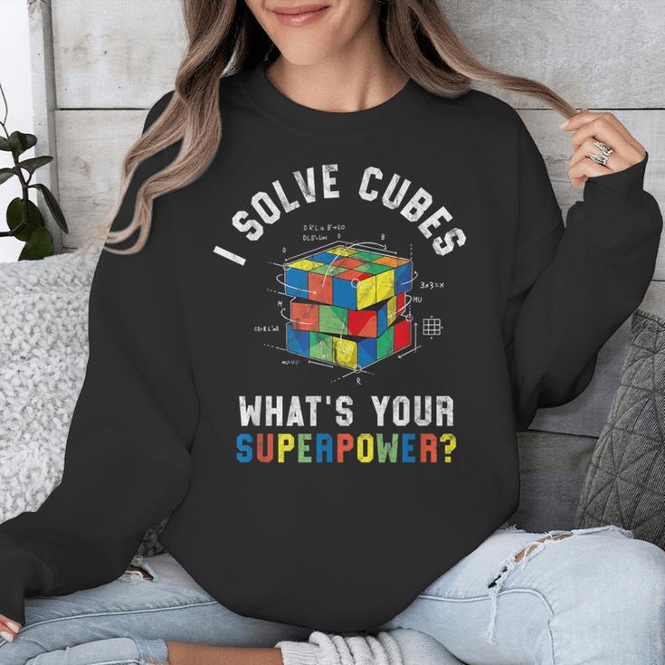 I Solve Cubes Speed Cubing Vintage Youth Math Teacher Unisex Sweatshirt, funny design