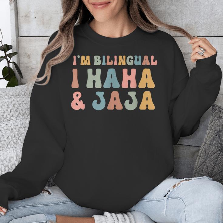 Spanish Teacher Groovy I'm Bilingual I Haha And Jaja Unisex Sweatshirt, Groovy Teacher Gifts, funny design