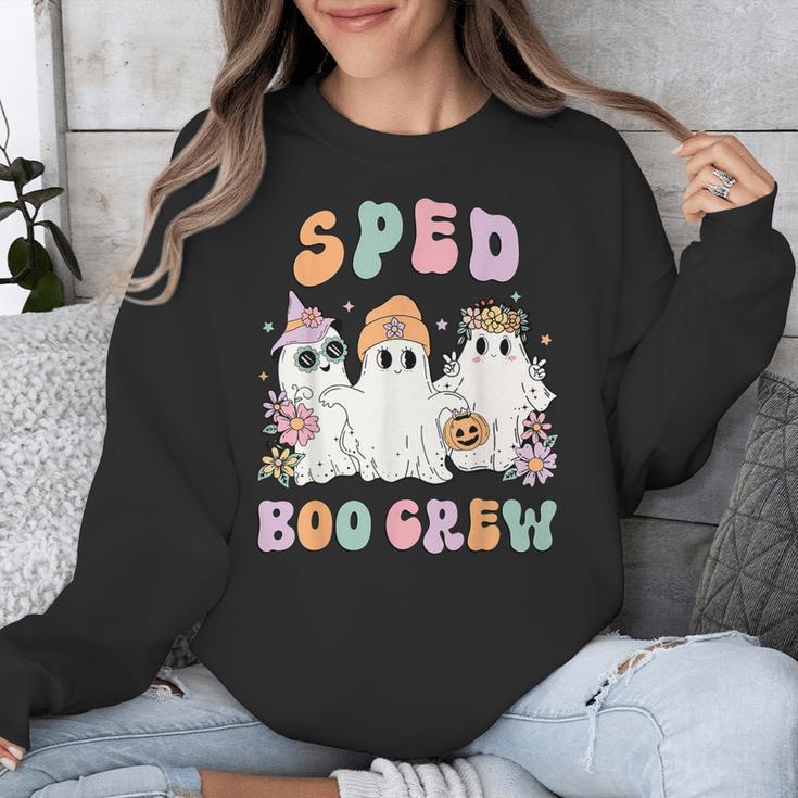 SPED Boo Crew Halloween Floral Ghost Special Ed SPED Teacher For Men Women Kids Unisex Sweatshirt, funny design