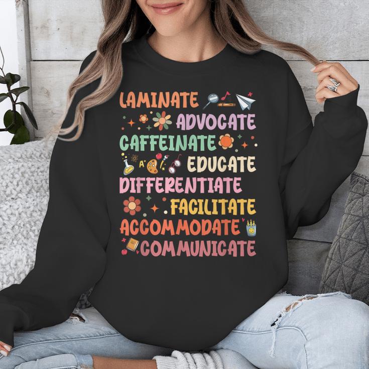 SPED Caffeinate Advocate Laminate Educate Teacher Facilitate For Men Women Unisex Sweatshirt, funny design SPED Caffeinate Advocate Laminate Educate Teacher Facilitate For Men Women Unisex Sweatshirt, funny design