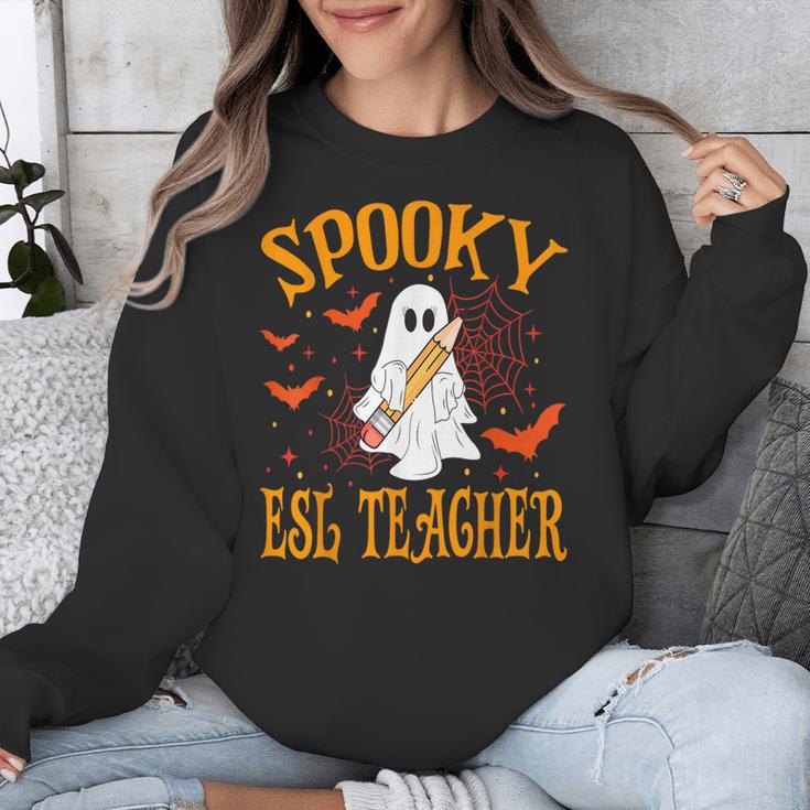 Spooky ESL Teacher Ghost Halloween School Women Unisex Sweatshirt, Esl Teacher Gifts, funny design Spooky ESL Teacher Ghost Halloween School Women Unisex Sweatshirt, Esl Teacher Gifts, funny design