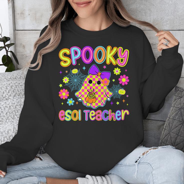 Spooky ESOL Teacher Halloween ESOL Teaching Coquette Unisex Sweatshirt, funny design Spooky ESOL Teacher Halloween ESOL Teaching Coquette Unisex Sweatshirt, funny design