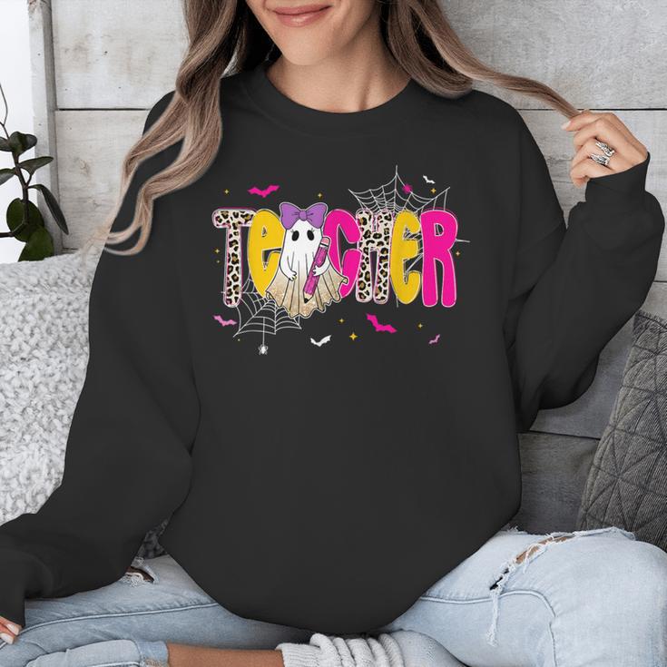 Spooky Halloween Teacher Para Counselor SPED Preppy Boo Kids Unisex Sweatshirt, funny design