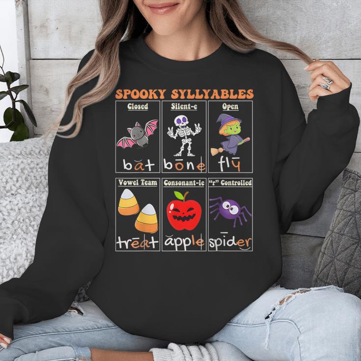 Spooky Syllables Halloween Teacher Student Education Unisex Sweatshirt, funny design