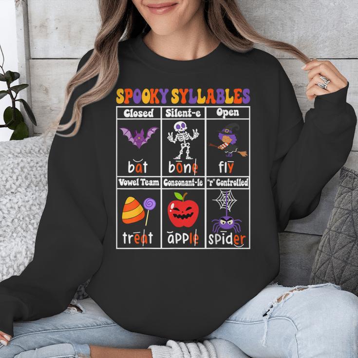 Spooky Syllables Teacher Halloween Educational Kids Unisex Sweatshirt, funny design