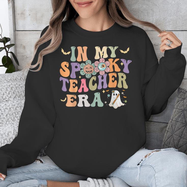 In My Spooky Teacher Era Groovy Hippie Retro Ghost Halloween Men Women Kids Unisex Sweatshirt, Groovy Teacher Gifts, funny design