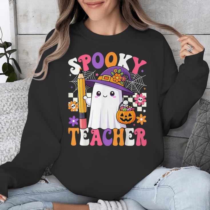 Spooky Teacher Ghost Pencil Teach Halloween Teacher Unisex Sweatshirt, funny design