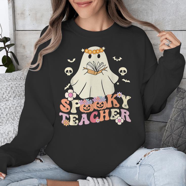 Spooky Teacher Groovy Retro Ghost Teacher Halloween 2023 For Men Women Kids Unisex Sweatshirt, Groovy Teacher Gifts, funny design Spooky Teacher Groovy Retro Ghost Teacher Halloween 2023 For Men Women Kids Unisex Sweatshirt, Groovy Teacher Gifts, funny design