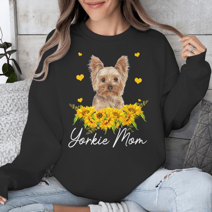 Sunflower Yorkie Mom Dog Lover Unisex Sweatshirt, Mom Gifts, funny design