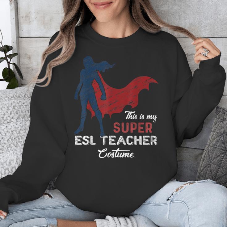 This Is My Super ESL Teacher Costume Lazy Halloween Unisex Sweatshirt, Esl Teacher Gifts, Super Teacher Gifts, funny design