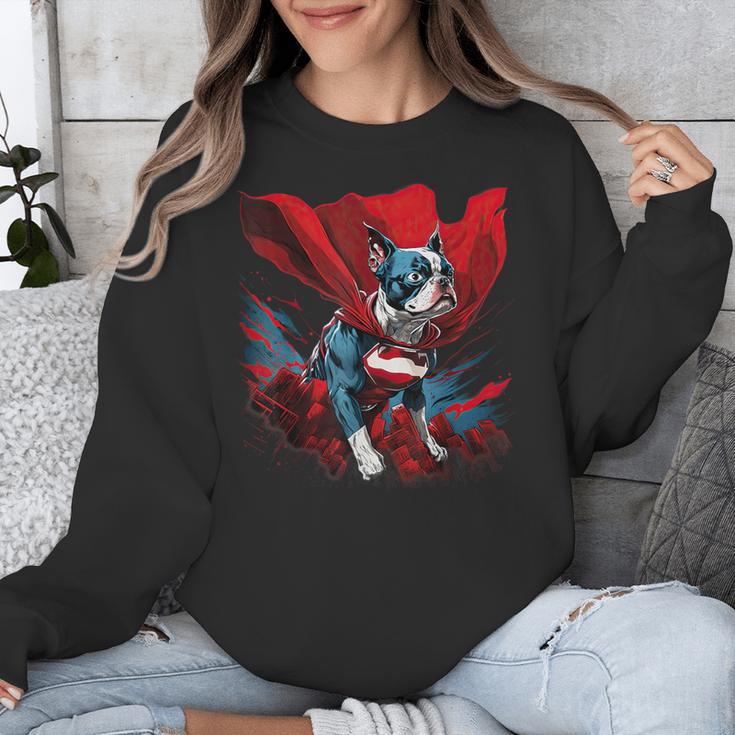 Super Power Superhero Boston Terrier Dog For Men Women Kids Unisex Sweatshirt, funny design