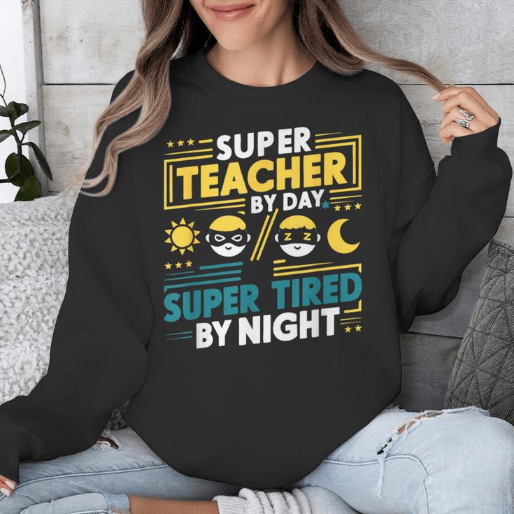 Super Teacher By Day Super Tired By Night Superheroes School Unisex Sweatshirt, Super Teacher Gifts, funny design Super Teacher By Day Super Tired By Night Superheroes School Unisex Sweatshirt, Super Teacher Gifts, funny design