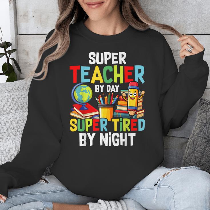 Super Teacher By Day Super Tired By Night Unisex Sweatshirt, Super Teacher Gifts, funny design Super Teacher By Day Super Tired By Night Unisex Sweatshirt, Super Teacher Gifts, funny design