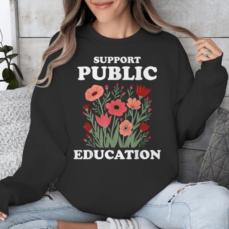 Support Public Education Cute Floral Teacher Red For Ed Unisex Sweatshirt, funny design Support Public Education Cute Floral Teacher Red For Ed Unisex Sweatshirt, funny design