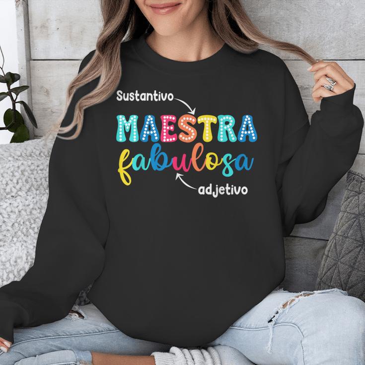 Sustantivo Maestra Fabulosa Adjetivo Spanish Teacher Unisex Sweatshirt, funny design
