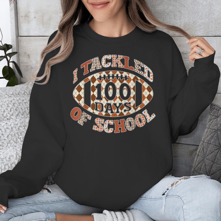 I Tackled 100 Days Of School Football Boys Girls Teachers Unisex Sweatshirt, funny design