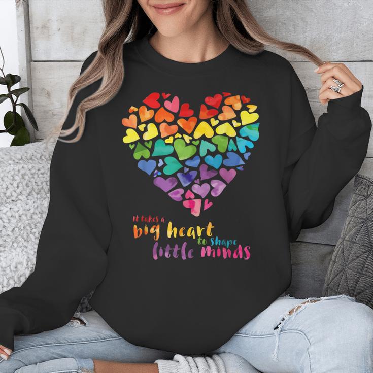 It Takes a Big Heart To Shape Little Minds Teacher Unisex Sweatshirt, funny design