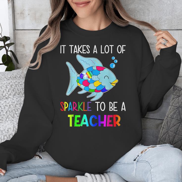 It Takes A Lot Of Sparkle To Be A Teacher Rainbow Fish For Men Women Unisex Sweatshirt, funny design