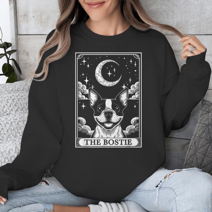 Tarot Card Vintage Crescent Moon Boston Terrier Dog Mom Unisex Sweatshirt, Mom Gifts, Boston Terrier Tarot Gifts, Boston Terrier Mom Gifts, funny design