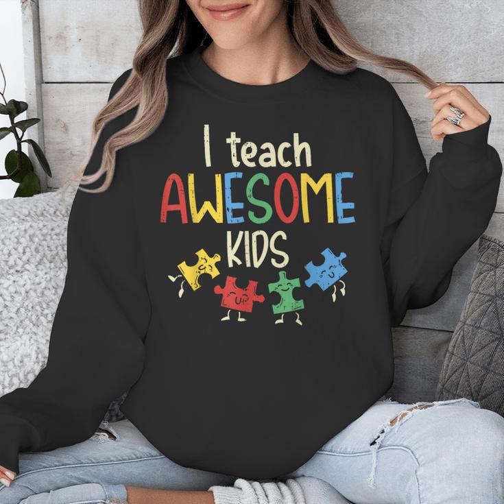 I Teach Awesome Kids Shirt Autism Special Education Teacher Unisex Sweatshirt, funny design