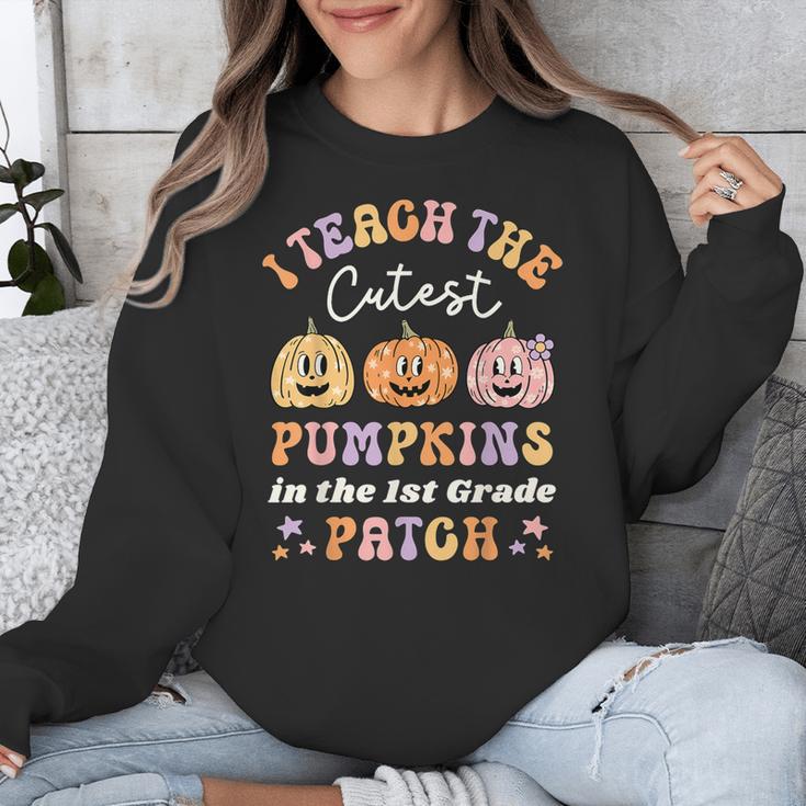 I Teach The Cutest Pumpkins In The Patch 1st Grade Teacher For Men Women Kids Unisex Sweatshirt, funny design