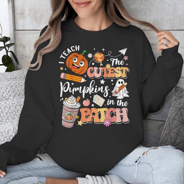 I Teach The Cutest Pumpkins In The Patch Halloween Teacher Unisex Sweatshirt, funny design