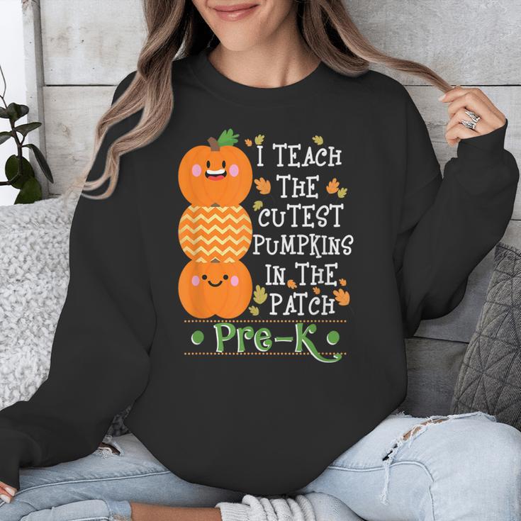 I Teach The Cutest Pumpkins In Patch Pre-K Halloween Teacher Unisex Sweatshirt, funny design