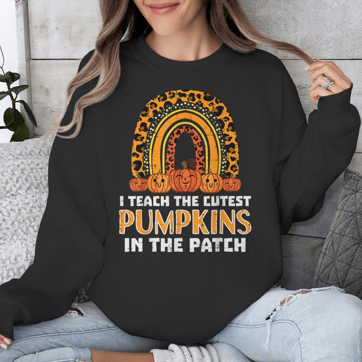Teach Leopard Rainbow Cute Halloween Costume Teacher Women Unisex Sweatshirt, funny design