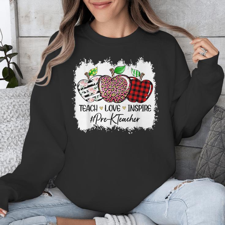 Teach Love Inspire Pre-k Teacher Apple Leopard Red Plain Unisex Sweatshirt, funny design