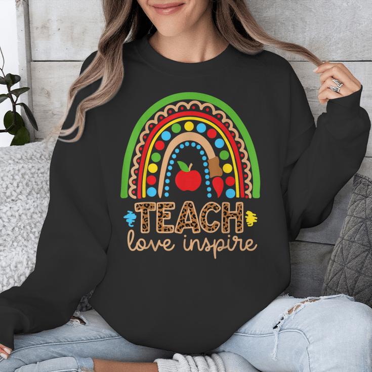 Teach Love Inspire Rainbow Leopard Cheetah Print Teacher Unisex Sweatshirt, funny design Teach Love Inspire Rainbow Leopard Cheetah Print Teacher Unisex Sweatshirt, funny design